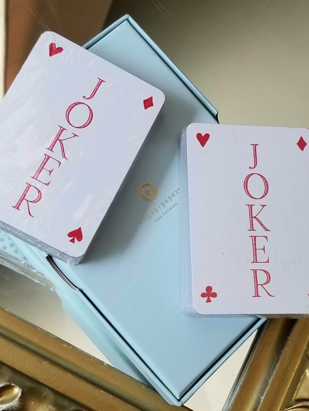 ❗Sugar Paper Blue White Polka Dot Playing Cards Deck Set in Box❗